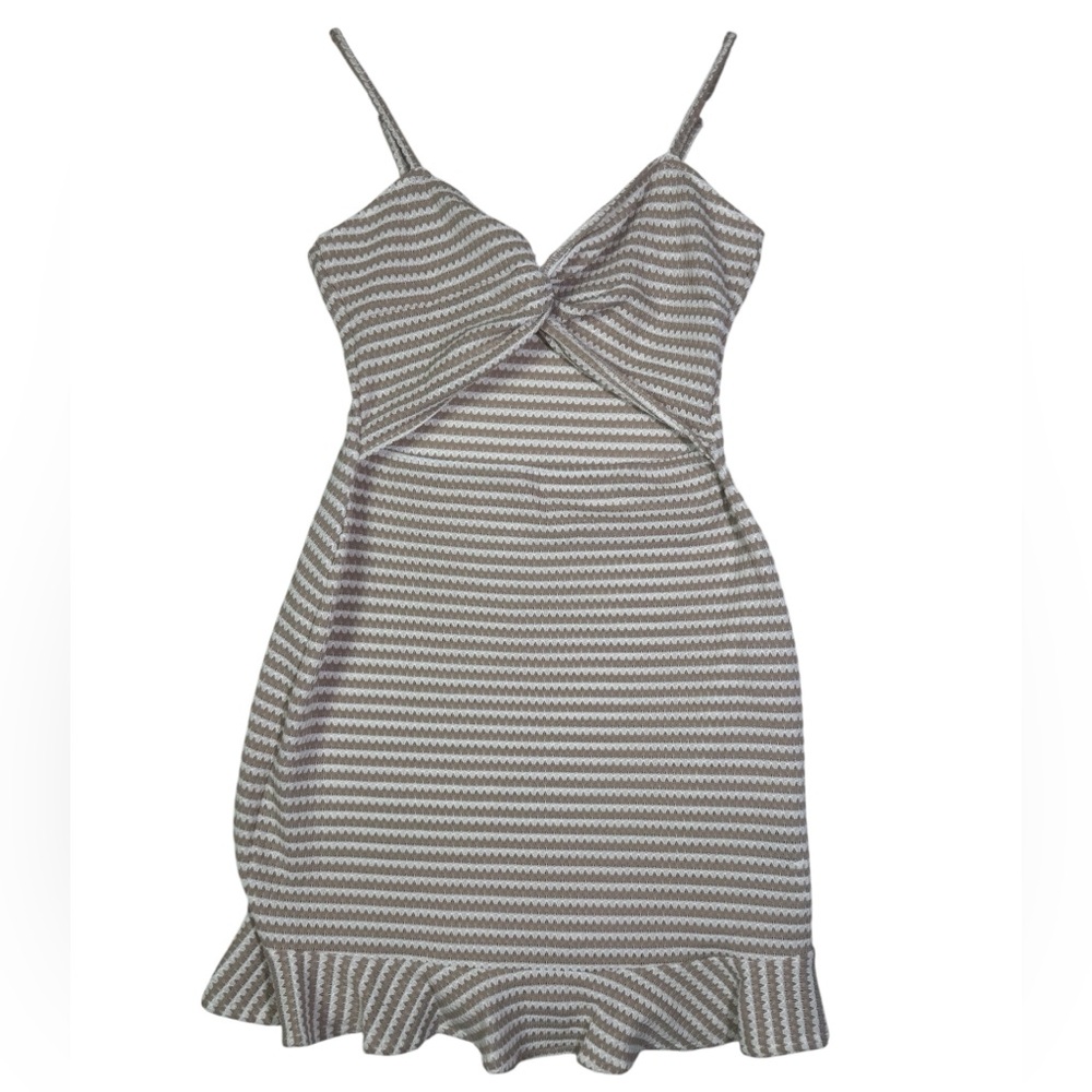 SHEIN Striped‎ Knit Ruffle Hem Mini Dress | Size L